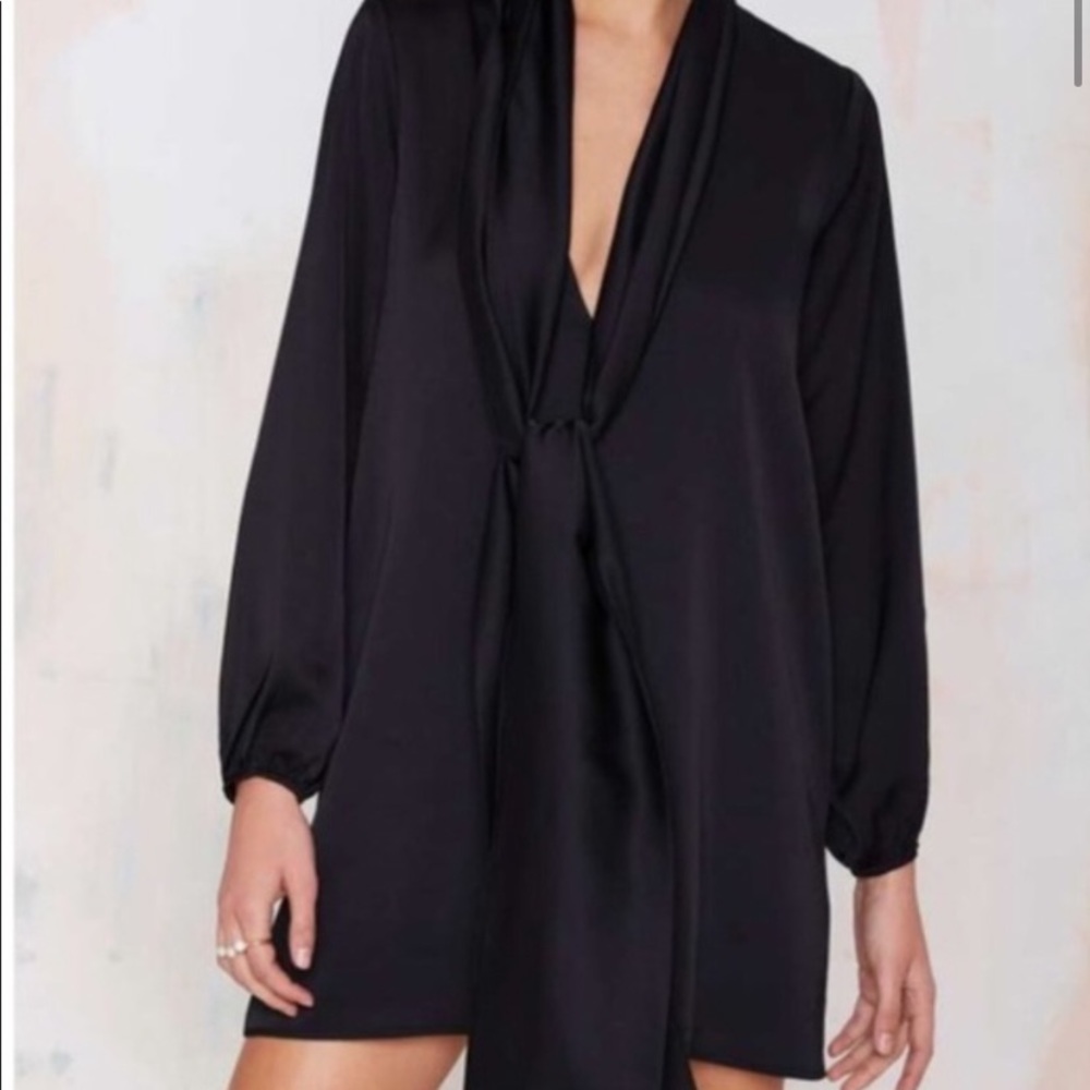 🚫SOLD - NWT NastyGal Winona Black Satin Dress, XS